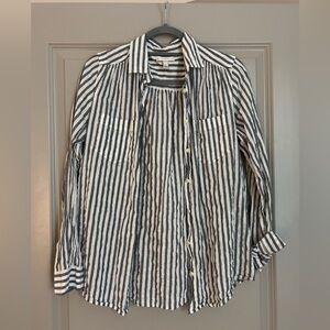 J. Crew Navy and White Striped Shirt